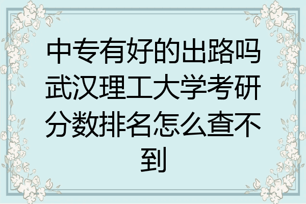 中专有好的出路吗武汉理工大学考研分数排名怎么查不到