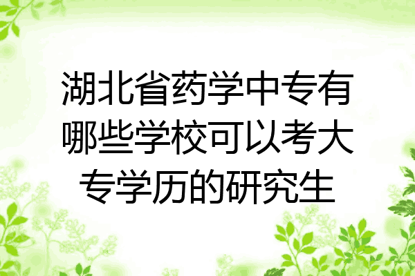湖北省药学中专有哪些学校可以考大专学历的研究生