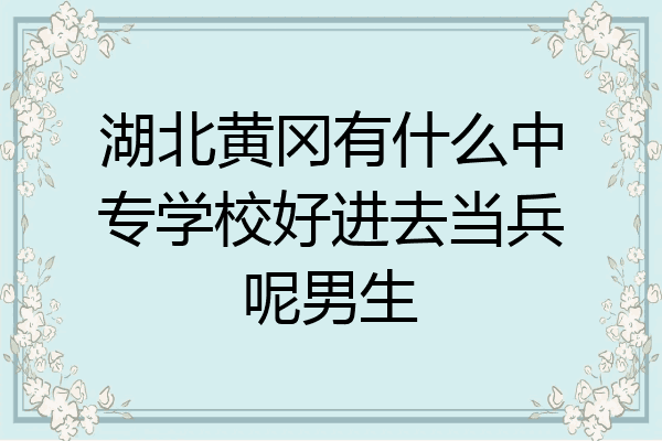 湖北黄冈有什么中专学校好进去当兵呢男生
