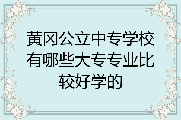 黄冈公立中专学校有哪些大专专业比较好学的