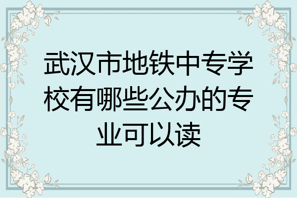 武汉市地铁中专学校有哪些公办的专业可以读