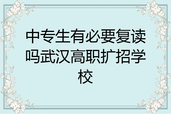 中专生有必要复读吗武汉高职扩招学校
