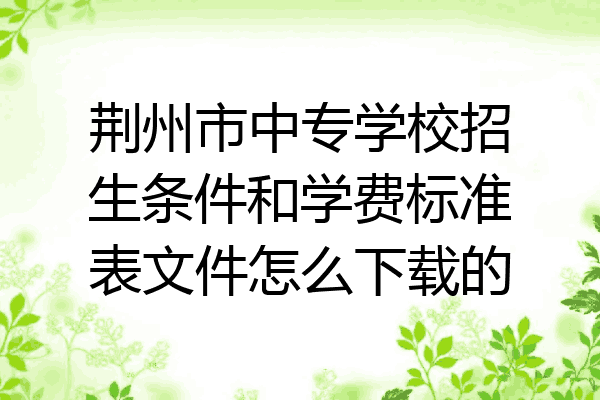 荆州市中专学校招生条件和学费标准表文件怎么下载的