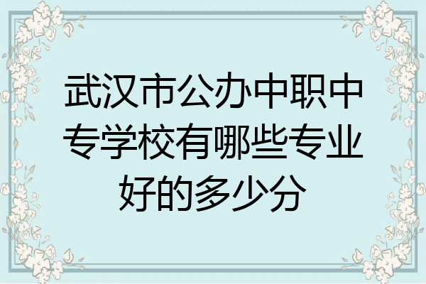 武汉市公办中职中专学校有哪些专业好的多少分