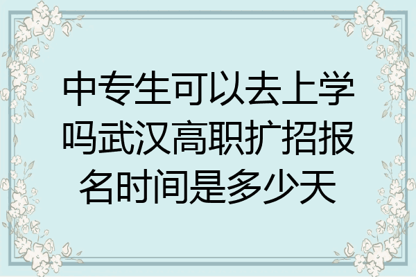 中专生可以去上学吗武汉高职扩招报名时间是多少天