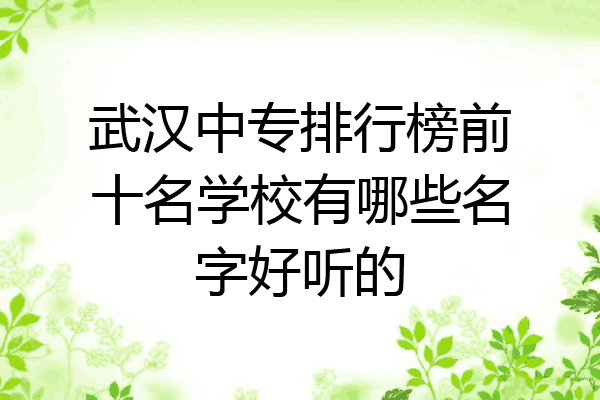 武汉中专排行榜前十名学校有哪些名字好听的
