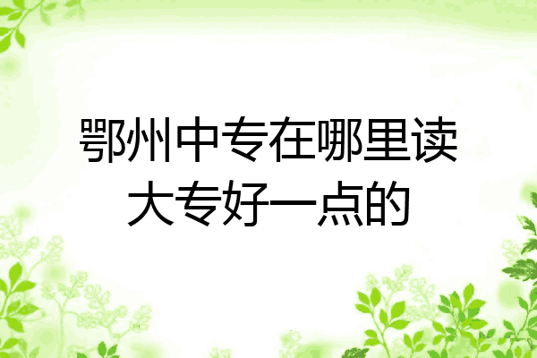 鄂州中专在哪里读大专好一点的