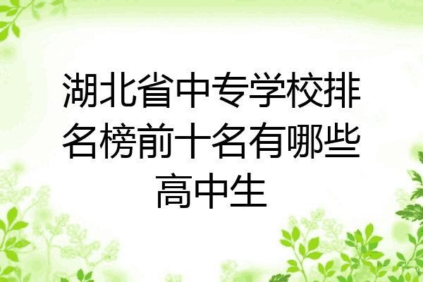 湖北省中专学校排名榜前十名有哪些高中生