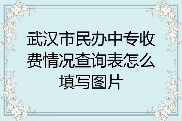 武汉市民办中专收费情况查询表怎么填写图片