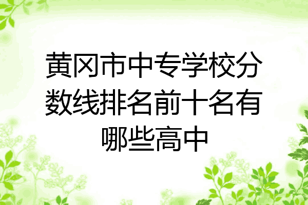 黄冈市中专学校分数线排名前十名有哪些高中