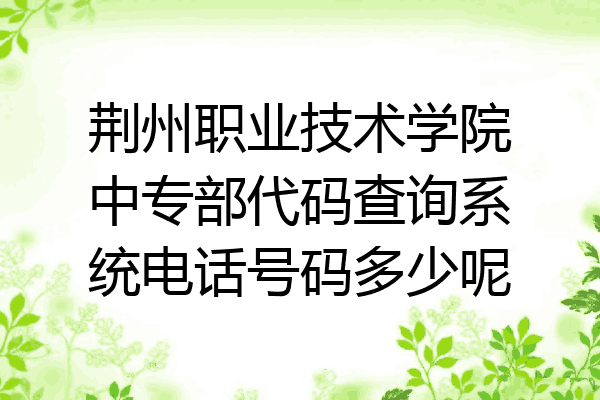 荆州职业技术学院中专部代码查询系统电话号码多少呢