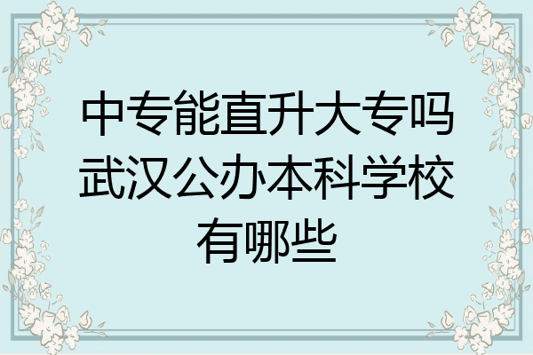中专能直升大专吗武汉公办本科学校有哪些