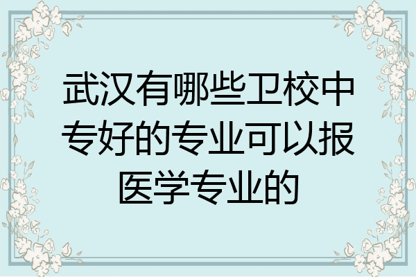 武汉有哪些卫校中专好的专业可以报医学专业的