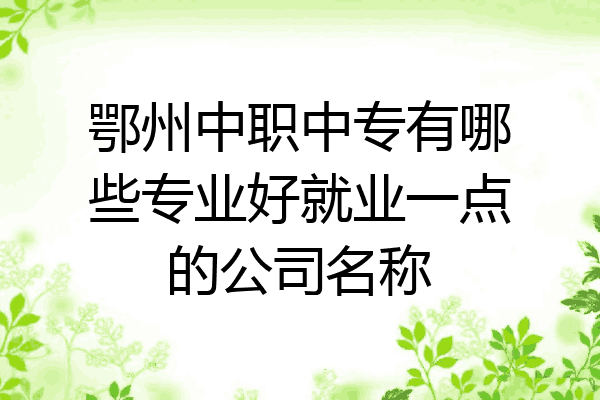 鄂州中职中专有哪些专业好就业一点的公司名称