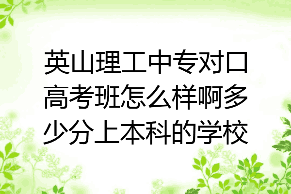 英山理工中专对口高考班怎么样啊多少分上本科的学校