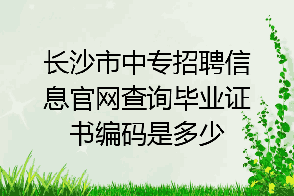 长沙市中专招聘信息官网查询毕业证书编码是多少