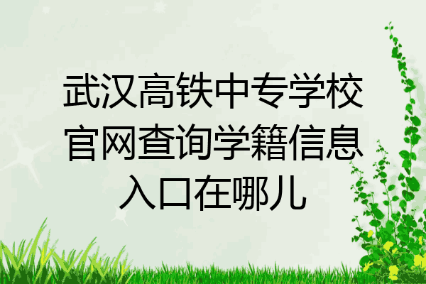 武汉高铁中专学校官网查询学籍信息入口在哪儿