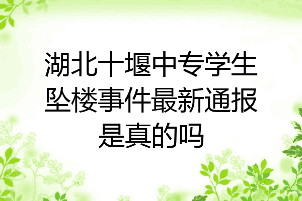 湖北十堰中专学生坠楼事件最新通报是真的吗