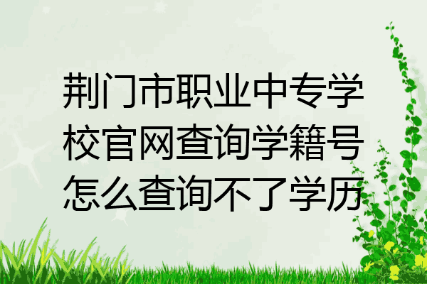 荆门市职业中专学校官网查询学籍号怎么查询不了学历