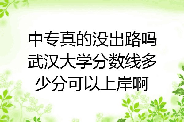 中专真的没出路吗武汉大学分数线多少分可以上岸啊