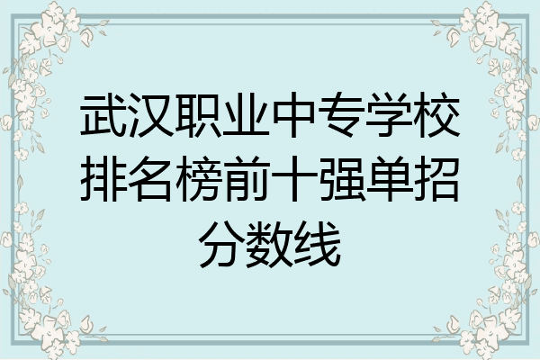 武汉职业中专学校排名榜前十强单招分数线