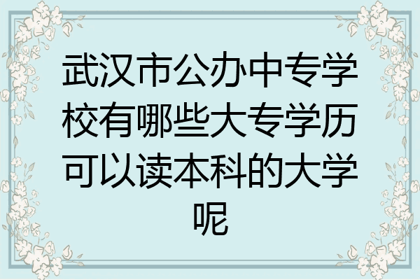 武汉市公办中专学校有哪些大专学历可以读本科的大学呢