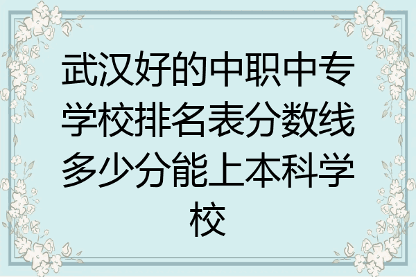 武汉好的中职中专学校排名表分数线多少分能上本科学校