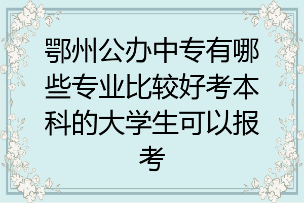 鄂州公办中专有哪些专业比较好考本科的大学生可以报考