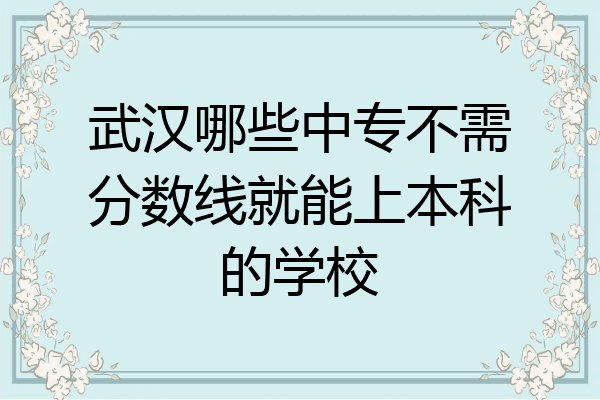 武汉哪些中专不需分数线就能上本科的学校