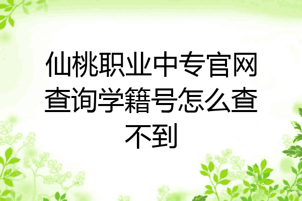 仙桃职业中专官网查询学籍号怎么查不到