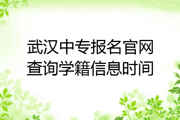 武汉中专报名官网查询学籍信息时间