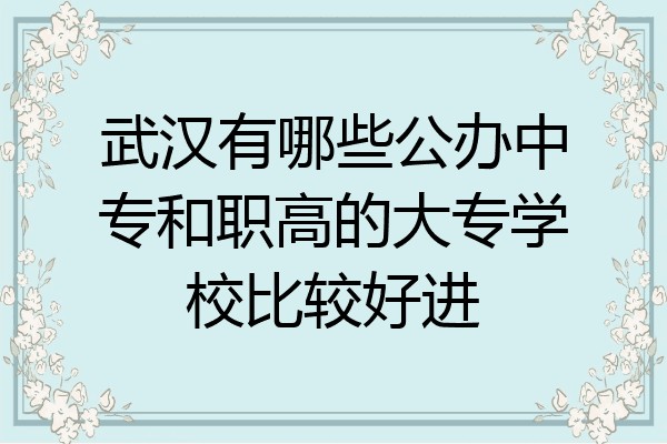 武汉有哪些公办中专和职高的大专学校比较好进