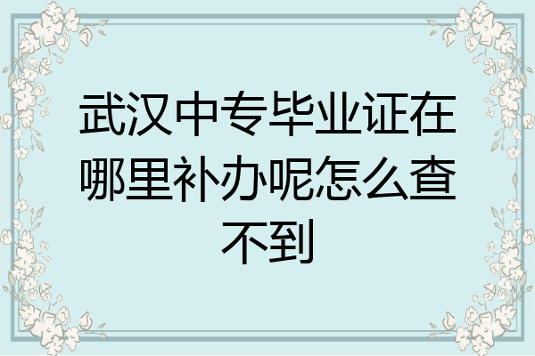 武汉中专毕业证在哪里补办呢怎么查不到