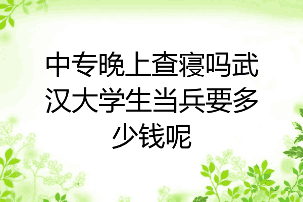 中专晚上查寝吗武汉大学生当兵要多少钱呢