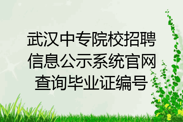 武汉中专院校招聘信息公示系统官网查询毕业证编号