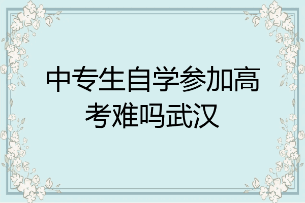 中专生自学参加高考难吗武汉