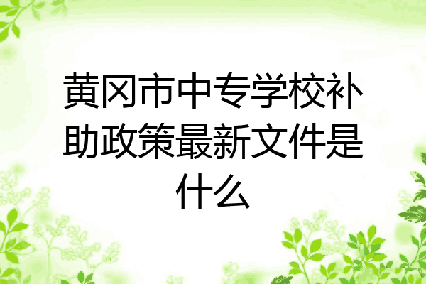 黄冈市中专学校补助政策最新文件是什么