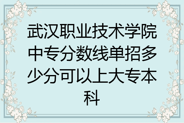 武汉职业技术学院中专分数线单招多少分可以上大专本科