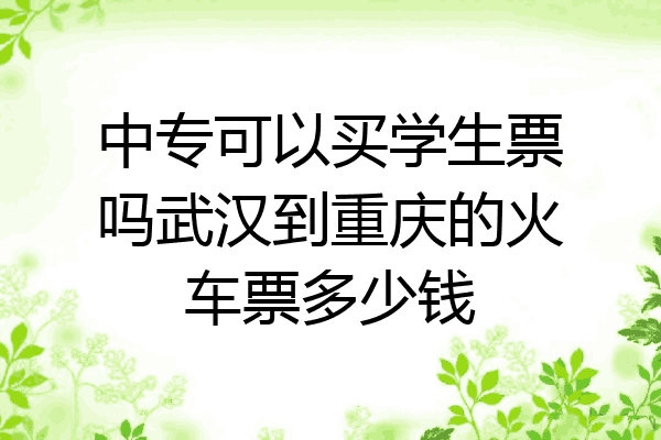 中专可以买学生票吗武汉到重庆的火车票多少钱