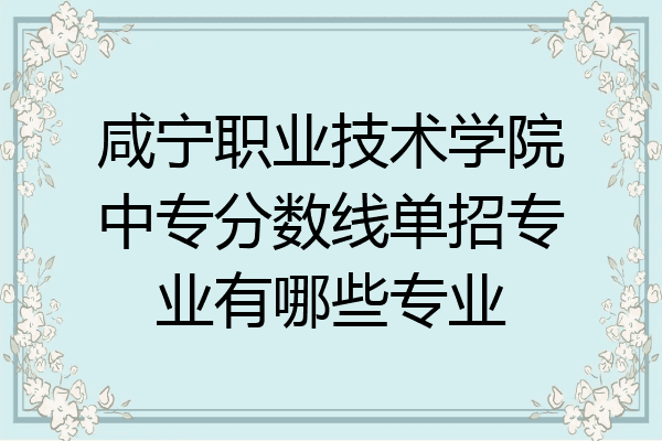 咸宁职业技术学院中专分数线单招专业有哪些专业