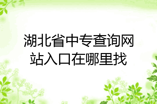 湖北省中专查询网站入口在哪里找