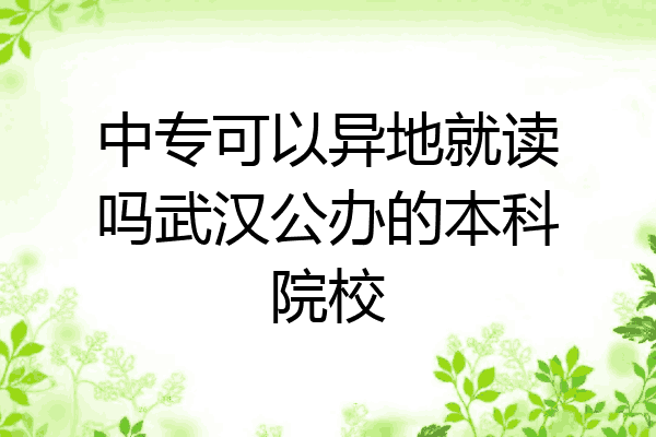 中专可以异地就读吗武汉公办的本科院校