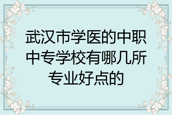 武汉市学医的中职中专学校有哪几所专业好点的