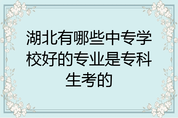 湖北有哪些中专学校好的专业是专科生考的