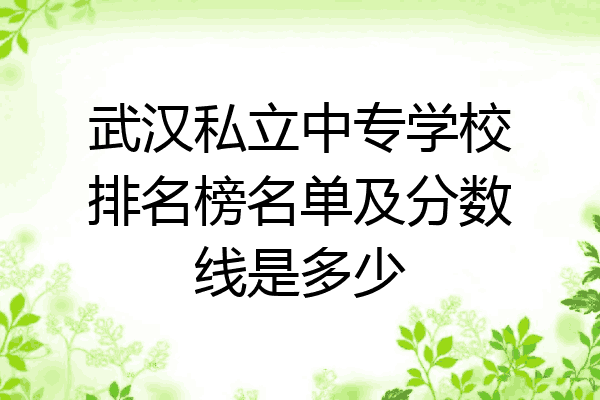武汉私立中专学校排名榜名单及分数线是多少