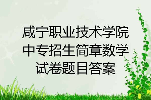 咸宁职业技术学院中专招生简章数学试卷题目答案