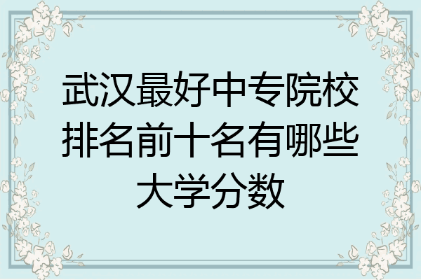 武汉最好中专院校排名前十名有哪些大学分数