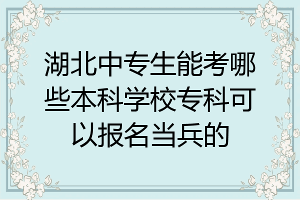 湖北中专生能考哪些本科学校专科可以报名当兵的
