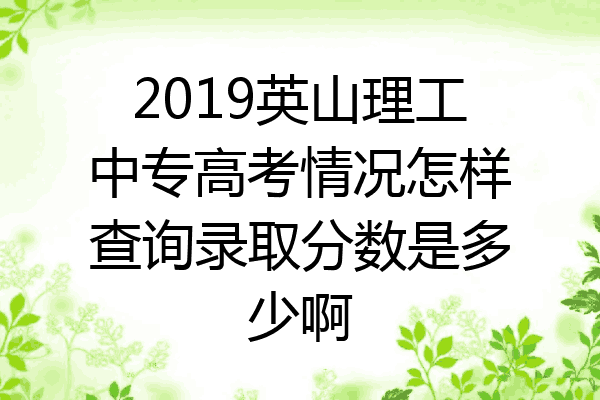 2019英山理工中专高考情况怎样查询录取分数是多少啊