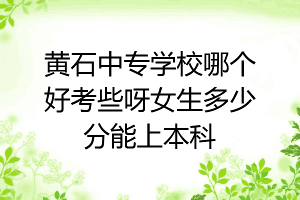 黄石中专学校哪个好考些呀女生多少分能上本科